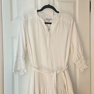 Yakira Bella white cotton tiered high low dress